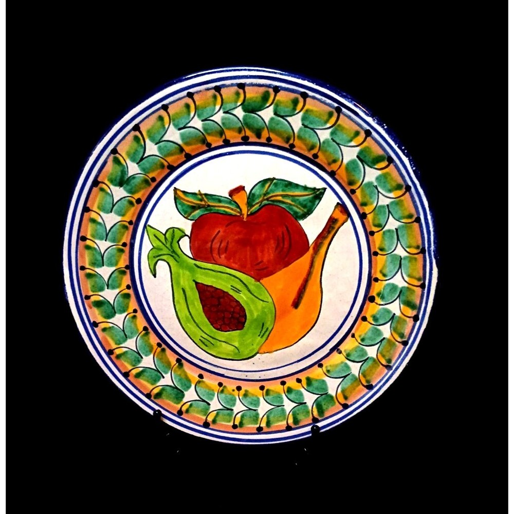 Vintage Handmade Talavera Painted Fruit Display Plate R. Venegas Mexico 11.25in